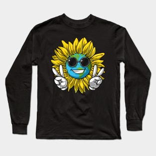 Sunflower Hippie Planet Earth Long Sleeve T-Shirt